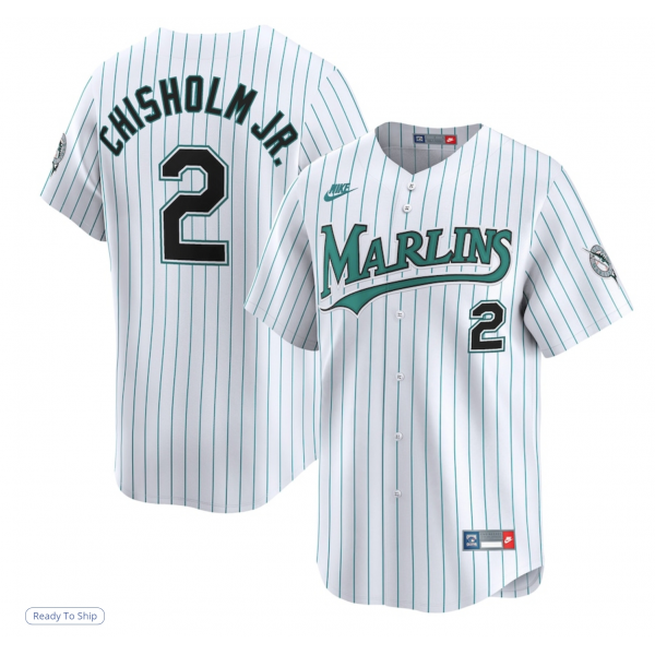 Men's Miami Marlins Jazz Chisholm Jr. Nike White Cooperstown Limited Jersey