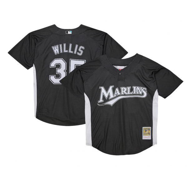 Men's Florida Marlins Dontrelle Willis Mitchell & Ness Black Cooperstown Collection 2007 Batting Practice Jersey