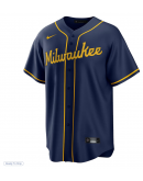 Men's Milwaukee Brewers Nike Navy Alternate Replica Team Jersey