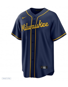 Men's Milwaukee Brewers Nike Navy Alternate Replica Team Jersey