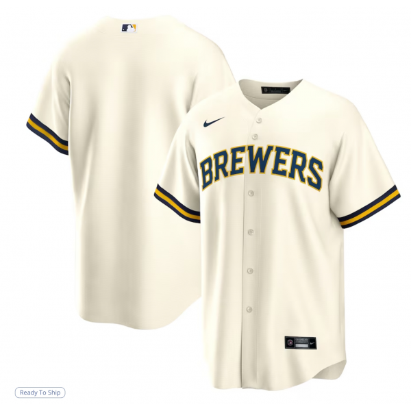 Men's Milwaukee Brewers Nike Cream Home Replica Team Jersey