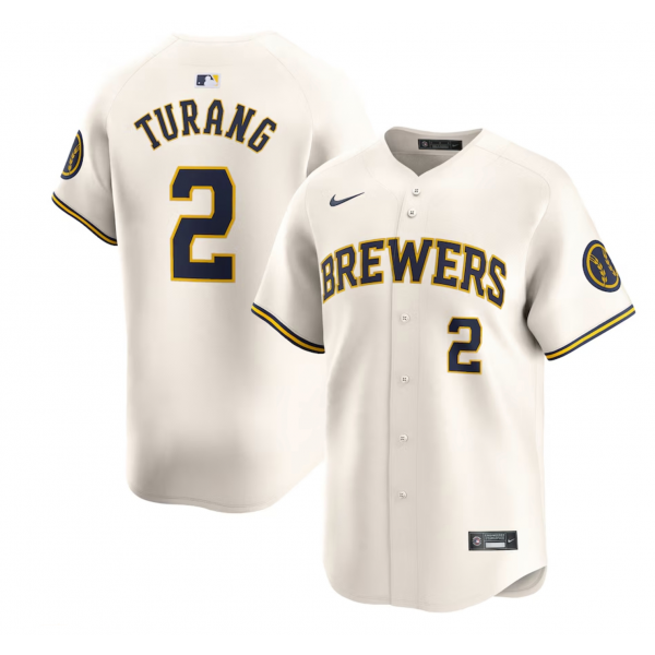 Men's Milwaukee Brewers Brice Turang Nike Cream Home Limited Player Jersey