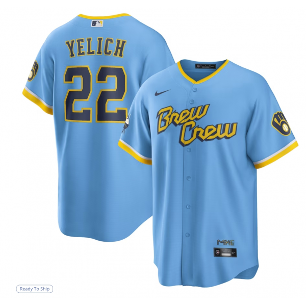 Men's Milwaukee Brewers Christian Yelich Nike Powder Blue City Connect Replica Player Jersey