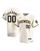 Men's Milwaukee Brewers Nike Cream Home Limited Custom Jersey