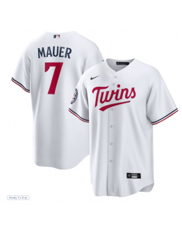 Men's Minnesota Twins Joe Mauer Nike White 2024 Baseball Hall of Fame Home Replica Player Jersey