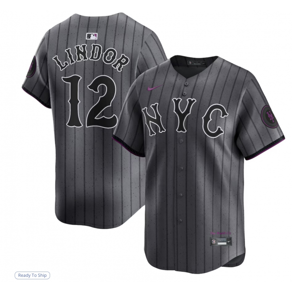 Men's New York Mets Francisco Lindor Nike Graphite 2024 City Connect Limited Player Jersey