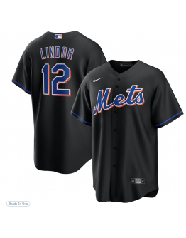 Men's New York Mets Francisco Lindor Nike Black 2022 Alternate Replica Player Jersey