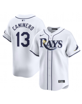 Men's Tampa Bay Rays Junior Caminero Nike White Home Limited Player Jersey