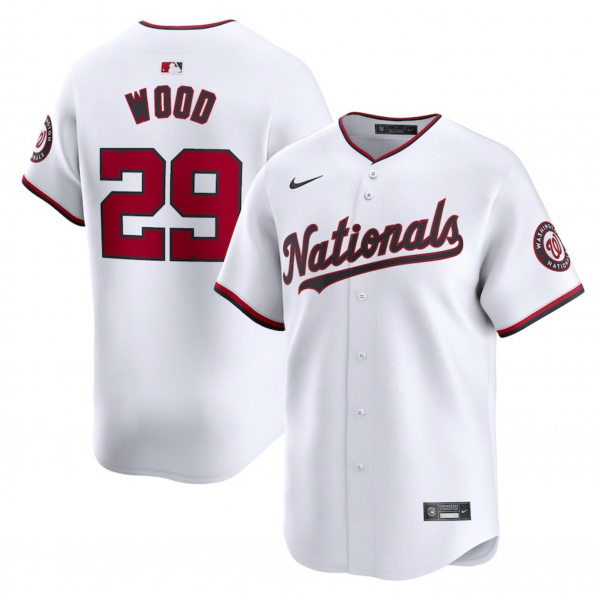 Youth Washington Nationals James Wood Nike White Home Limited Player Jersey