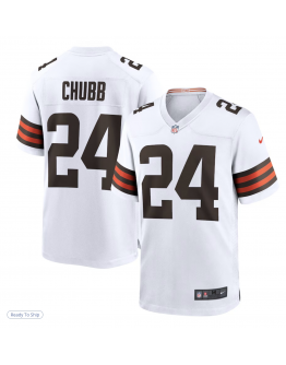 Men's Cleveland Browns Nick Chubb Nike White Game Jersey