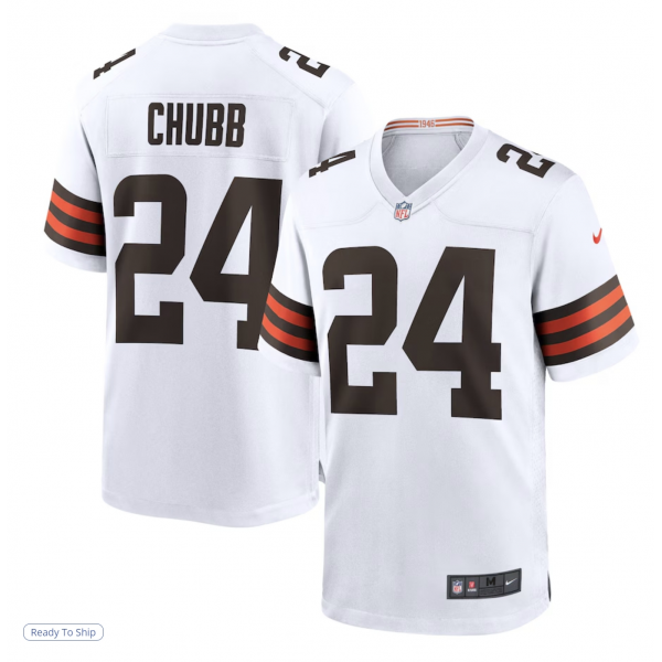 Men's Cleveland Browns Nick Chubb Nike White Game Jersey