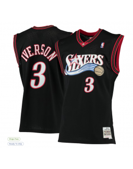 Men's Philadelphia 76ers Allen Iverson Mitchell & Ness Black 2000/01 Hardwood Classics Swingman Jersey