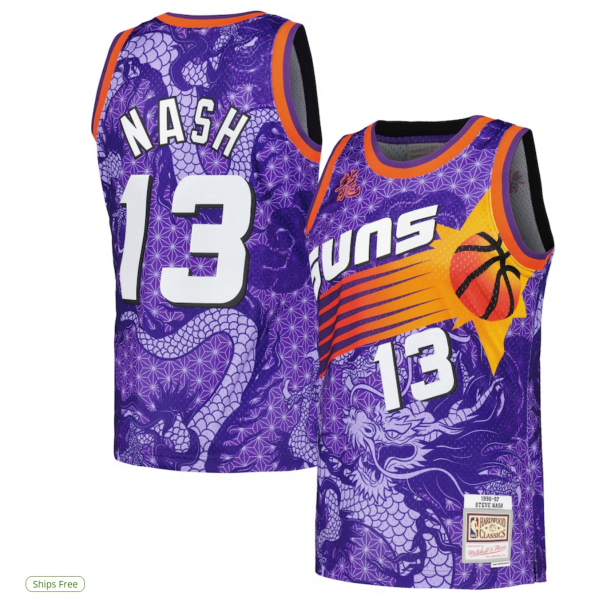 Men's Phoenix Suns Steve Nash Mitchell & Ness Purple 1996/97 Hardwood Classics Asian Heritage 6.0 Swingman Throwback Player Jersey