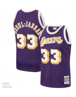 Men's Los Angeles Lakers Kareem Abdul-Jabbar Mitchell & Ness Purple Hardwood Classics Swingman Jersey