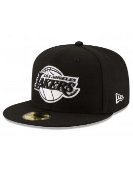 Men's Los Angeles Lakers New Era Black Black & White Logo 59FIFTY Fitted Hat