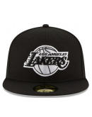 Men's Los Angeles Lakers New Era Black Black & White Logo 59FIFTY Fitted Hat