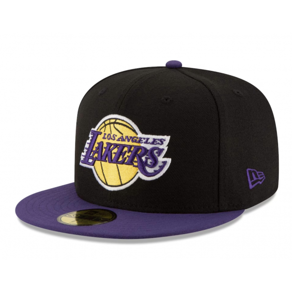 Men's Los Angeles Lakers New Era Black/Purple Official Team Color 2Tone 59FIFTY Fitted Hat