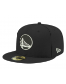 Men's Golden State Warriors New Era Black Black & White 59FIFTY Fitted Hat