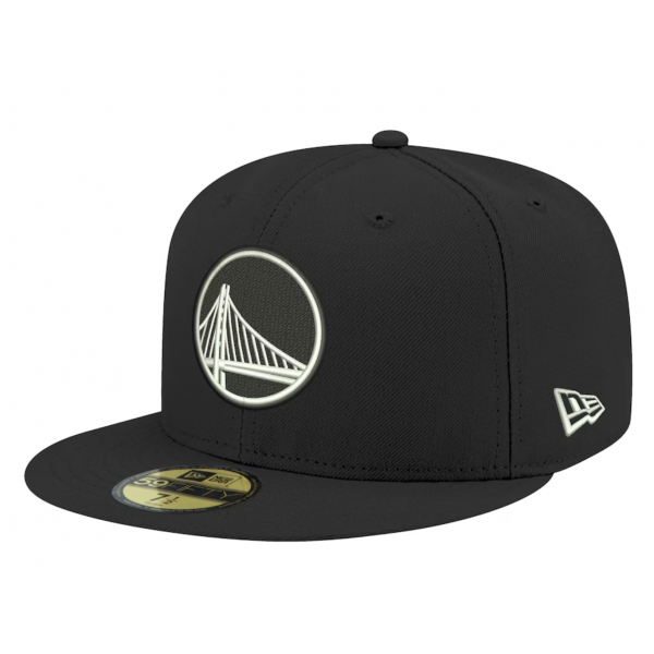 Men's Golden State Warriors New Era Black Black & White 59FIFTY Fitted Hat