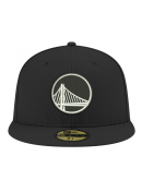 Men's Golden State Warriors New Era Black Black & White 59FIFTY Fitted Hat