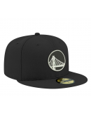 Men's Golden State Warriors New Era Black Black & White 59FIFTY Fitted Hat