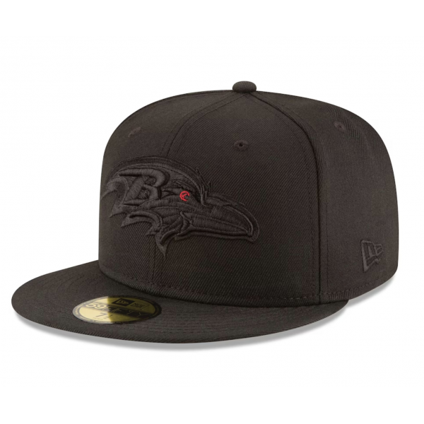 Men's Baltimore Ravens New Era Black on Black 59FIFTY Fitted Hat