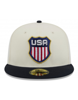 Men's USA New Era White/Navy 2025 4 Nations Face-Off 59FIFTY Fitted Hat