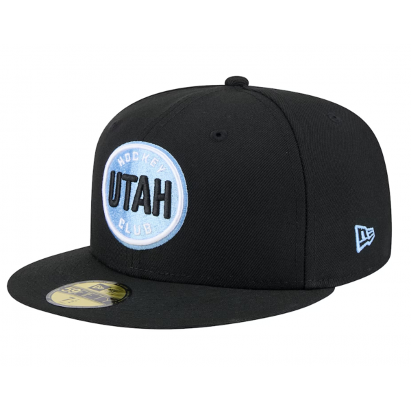 Men's Utah Hockey Club New Era Black Circle Logo 1st Season 59FIFTY Fitted Hat