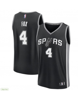 Men's San Antonio Spurs De'Aaron Fox Fanatics Black Fast Break Replica Player Jersey - Icon Edition