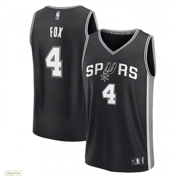 Men's San Antonio Spurs De'Aaron Fox Fanatics Black Fast Break Replica Player Jersey - Icon Edition