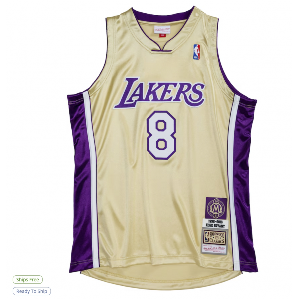 Men's Los Angeles Lakers Kobe Bryant Mitchell & Ness Gold Hall of Fame Class of 2020 #8 Authentic Jersey