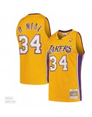 Men's Los Angeles Lakers Shaquille O'Neal Mitchell & Ness Gold Hardwood Classics Swingman Jersey