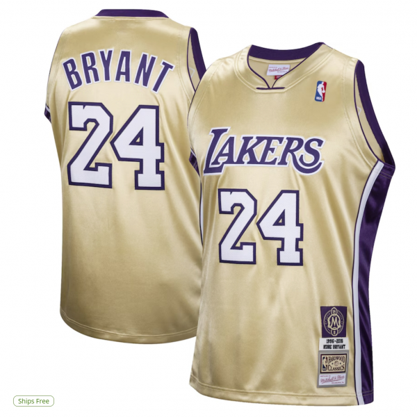 Men's Los Angeles Lakers Kobe Bryant Mitchell & Ness Gold Hall of Fame Class of 2020 #24 Authentic Hardwood Classics Jersey