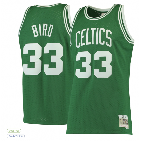 Men's Boston Celtics Larry Bird Mitchell & Ness White Hardwood Classics 1985/86 Swingman Jersey