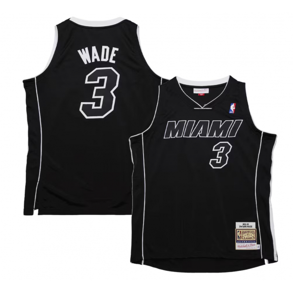 Men's Miami Heat Dwyane Wade Mitchell & Ness Black 2011/12 Hardwood Classics Authentic Jersey