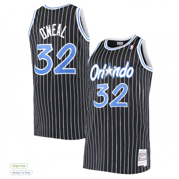 Men's Orlando Magic Shaquille O'Neal Mitchell & Ness Black Big & Tall Hardwood Classics Jersey