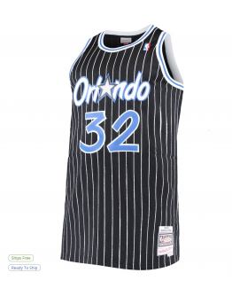 Men's Orlando Magic Shaquille O'Neal Mitchell & Ness Black Big & Tall Hardwood Classics Jersey