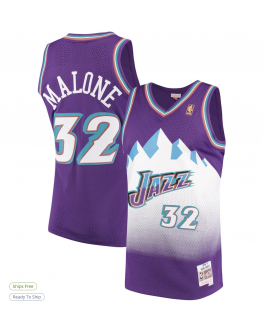 Men's Utah Jazz Karl Malone Mitchell & Ness White 1996/97 Hardwood Classics Swingman Jersey