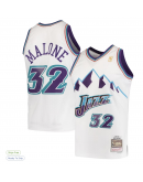 Men's Utah Jazz Karl Malone Mitchell & Ness White 1996/97 Hardwood Classics Swingman Jersey