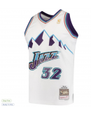 Men's Utah Jazz Karl Malone Mitchell & Ness White 1996/97 Hardwood Classics Swingman Jersey