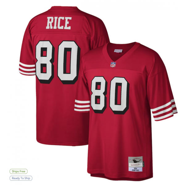 Men's San Francisco 49ers Jerry Rice Mitchell & Ness Scarlet Legacy Replica Jersey