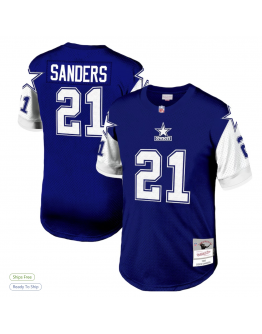 Men's Dallas Cowboys Deion Sanders Mitchell & Ness Navy Legacy Replica Jersey