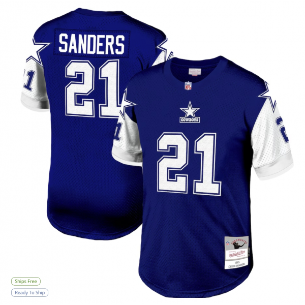 Men's Dallas Cowboys Deion Sanders Mitchell & Ness Navy Legacy Replica Jersey