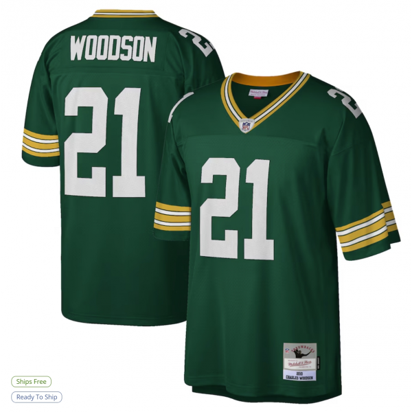 Men's Green Bay Packers Charles Woodson Mitchell & Ness Green Legacy Replica Jersey