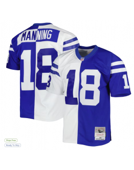 Men's Indianapolis Colts Peyton Manning Mitchell & Ness Royal/White 1998 Split Legacy Replica Jersey