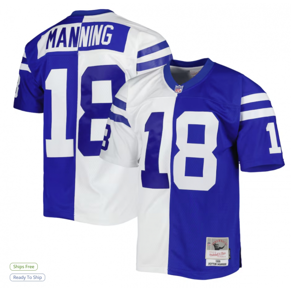 Men's Indianapolis Colts Peyton Manning Mitchell & Ness Royal/White 1998 Split Legacy Replica Jersey