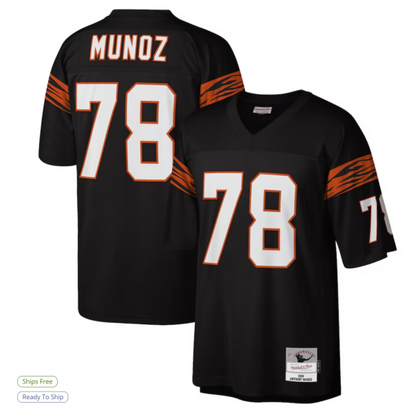 Men's Cincinnati Bengals Anthony Muñoz Mitchell & Ness Black Legacy Replica Jersey