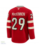 Men's Canada Nathan MacKinnon Fanatics Red 2025 4 Nations Face-Off Premium Jersey