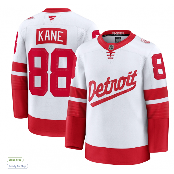 Men's Detroit Red Wings Patrick Kane Fanatics White 2025 NHL Stadium Series Premium Player Jersey