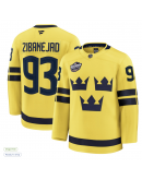 Men's Sweden Mika Zibanejad Fanatics Yellow 2025 4 Nations Face-Off Premium Jersey